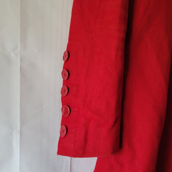 Express Pea Coat w/Leopard Interior, Wool Blend, Button Front, Women’s S, Red - Picture 3 of 9